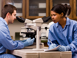 Andrews University students in the laboratory
