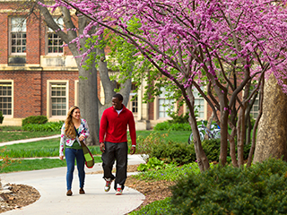 Union College students walking on campus